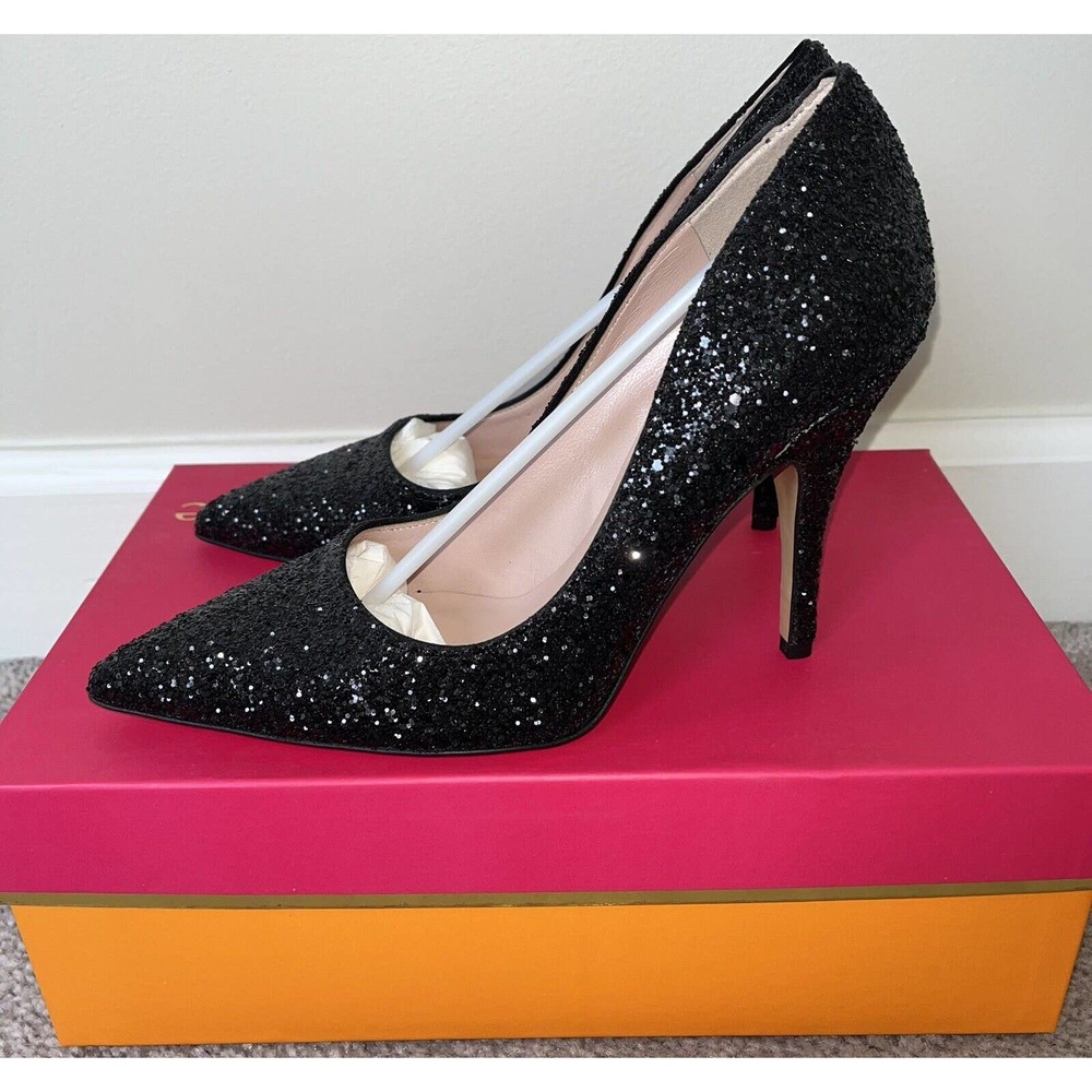 Brand New In Box Kate Spade “Licorice Too” Black Glitter Licorice Pumps. Sz6.5B